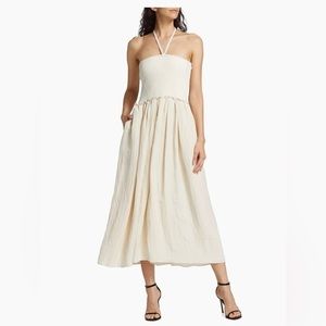 Tanya Taylor Suzie Rib-Knit Halter Midi-Dress